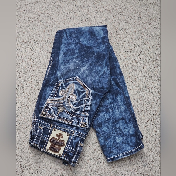 Rock Revival Dark Blue Distressed Skinny Jeans - Picture 6 of 12